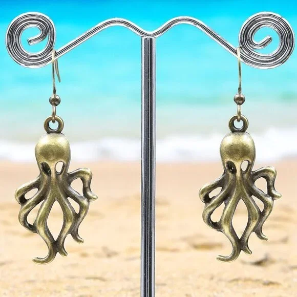 Octopus Drop Earrings | Antique Bronze - Picture 4 of 4